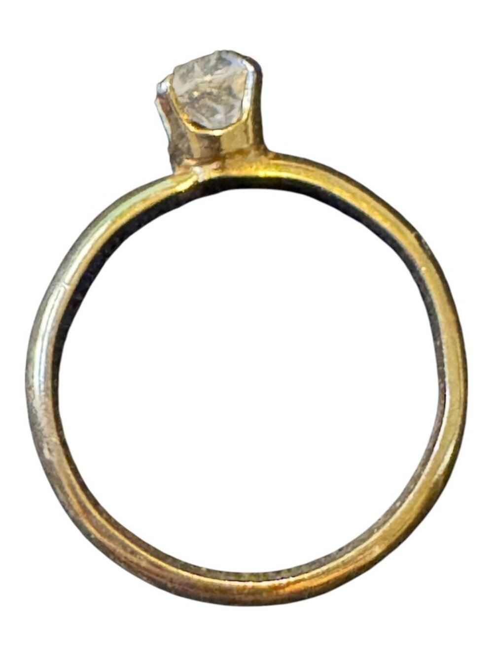 Gold-Tone Solitaire Ring With Clear Stone Accent For Women